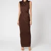Balmain Women's Long Sleeveless Asymmetric Draped Dress - Dark Brown - Image 1