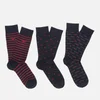 Emporio Armani Men's 3 Pack Stripe and Spot Socks - Multi - Image 1