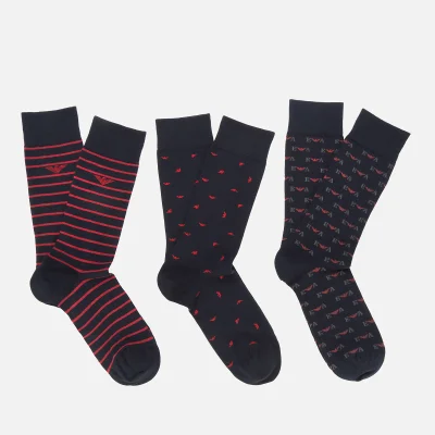 Emporio Armani Men's 3 Pack Stripe and Spot Socks - Multi