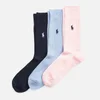 Polo Ralph Lauren Men's Ribbed Egyptian Cotton 3 Pack Socks - Heather Pink/Light Blue/Cruise Navy - Image 1