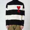AMI Men's Oversized Felted Wool Gauge 7 Funnelneck Stripe Jumper - Black/White - Image 1