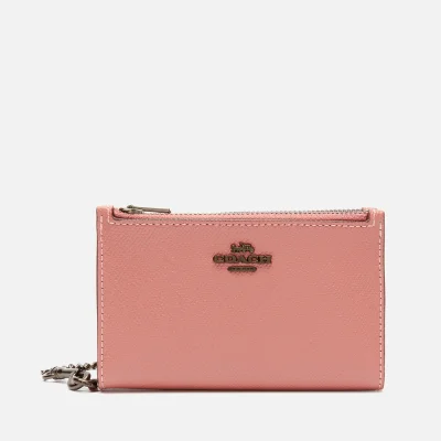 Coach Women's Colorblock Leather Zip Chain Card Case - Vintage Pink Multi