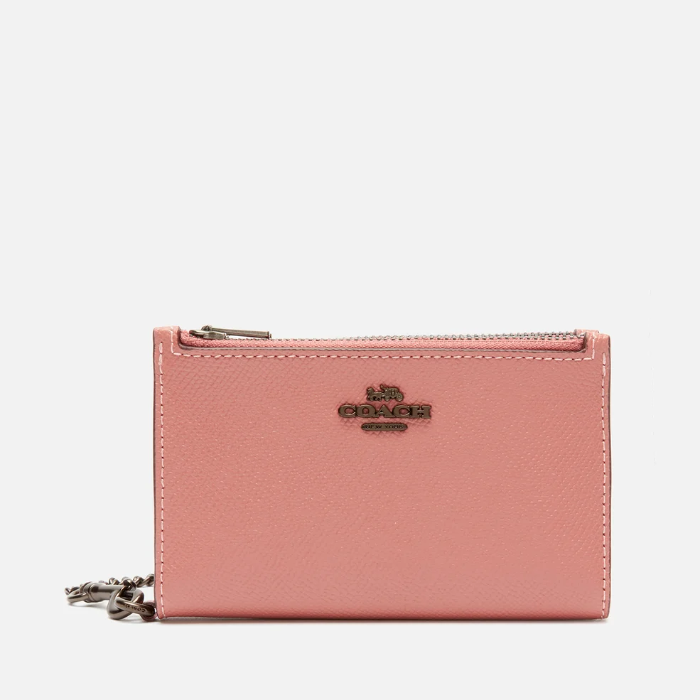 Coach Women's Colorblock Leather Zip Chain Card Case - Vintage Pink Multi Image 1