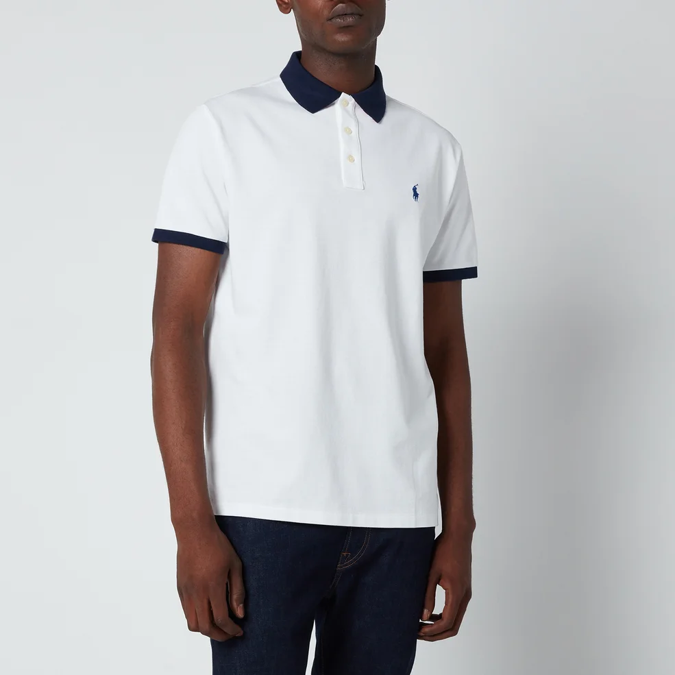 Polo Ralph Lauren Men's Mesh Knit Contrast Collar Polo Shirt - White Image 1