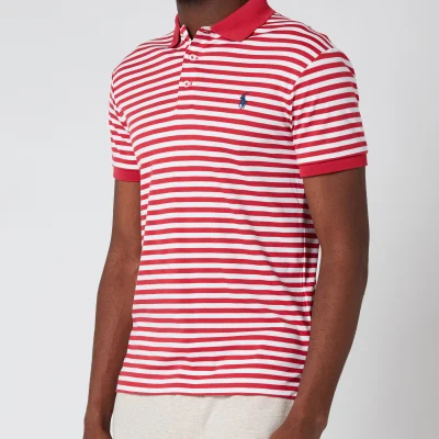 Polo Ralph Lauren Men's Interlock Striped Slim Fit Polo Shirt - Sunrise Red/White