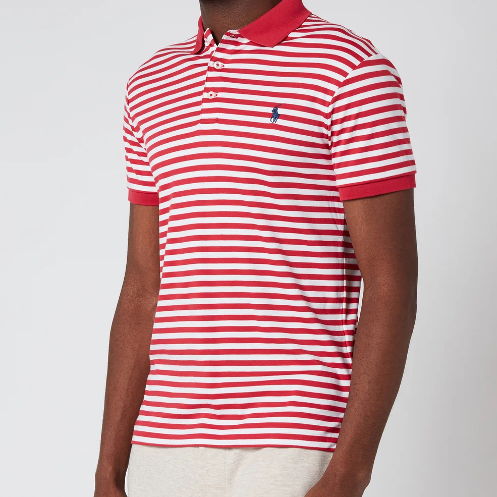 Polo Ralph Lauren Men's Interlock Striped Slim Fit Polo Shirt - Sunrise Red/White Image 1