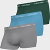 Calvin Klein Men's Cotton Stretch Low Rise 3 Pack Trunks with Contrast Waistband - Jade Sea/Sky High/Sleek Silver - Image 1