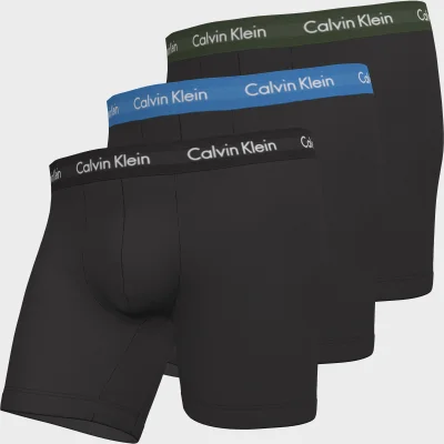 Calvin Klein Men's Cotton Stretch 3 Pack Boxer Briefs - B-Dusk Green/Copenhagen Blue/Black