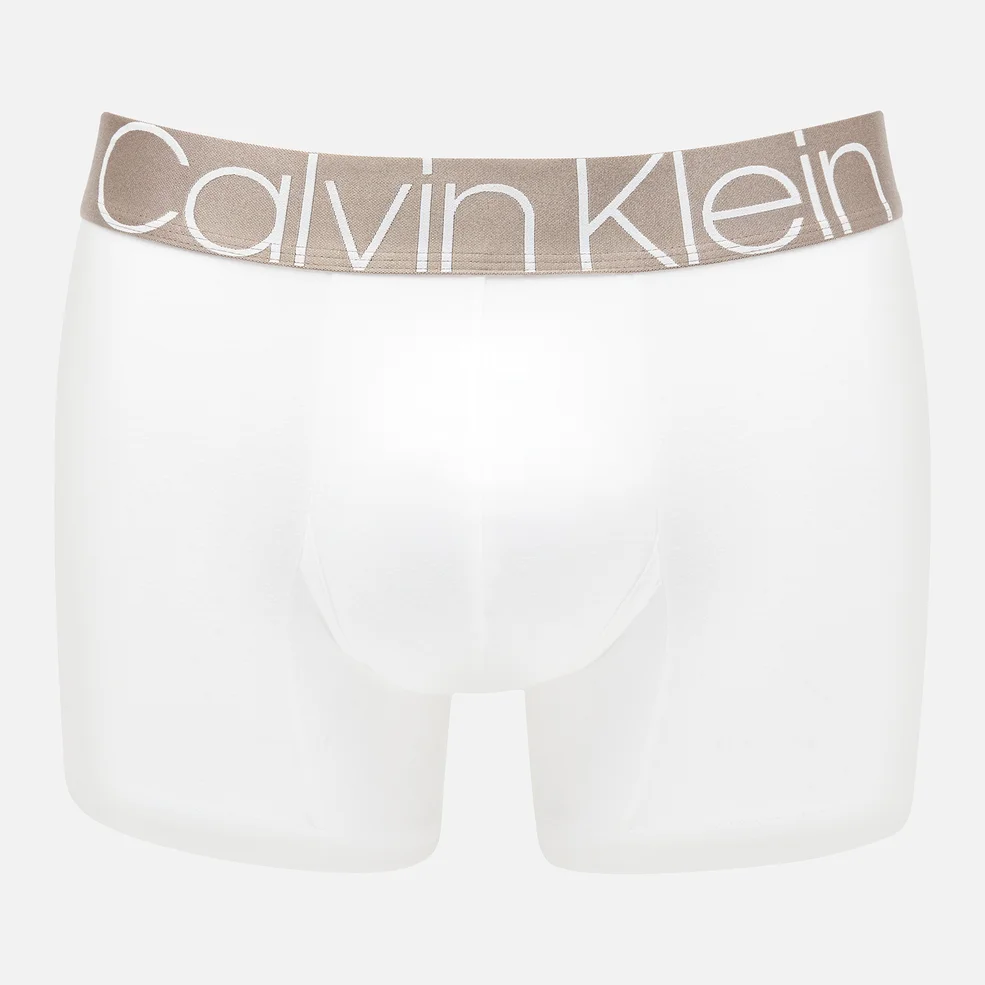 Calvin Klein Men's Bronze Waistband Trunks - White Image 1