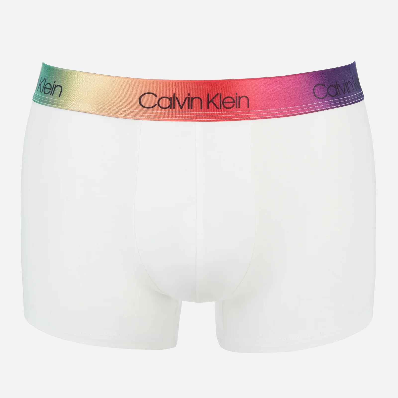 Calvin Klein Men's Rainbow Waistband Trunks - White Image 1