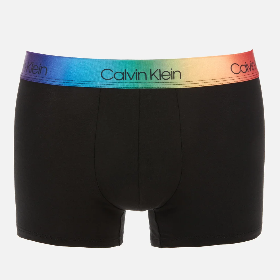 Calvin Klein Men's Rainbow Waistband Trunks - Black Image 1