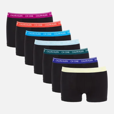 Calvin Klein Men's Cotton Stretch 7 Pack Trunks with Contrast Waistband - Multi