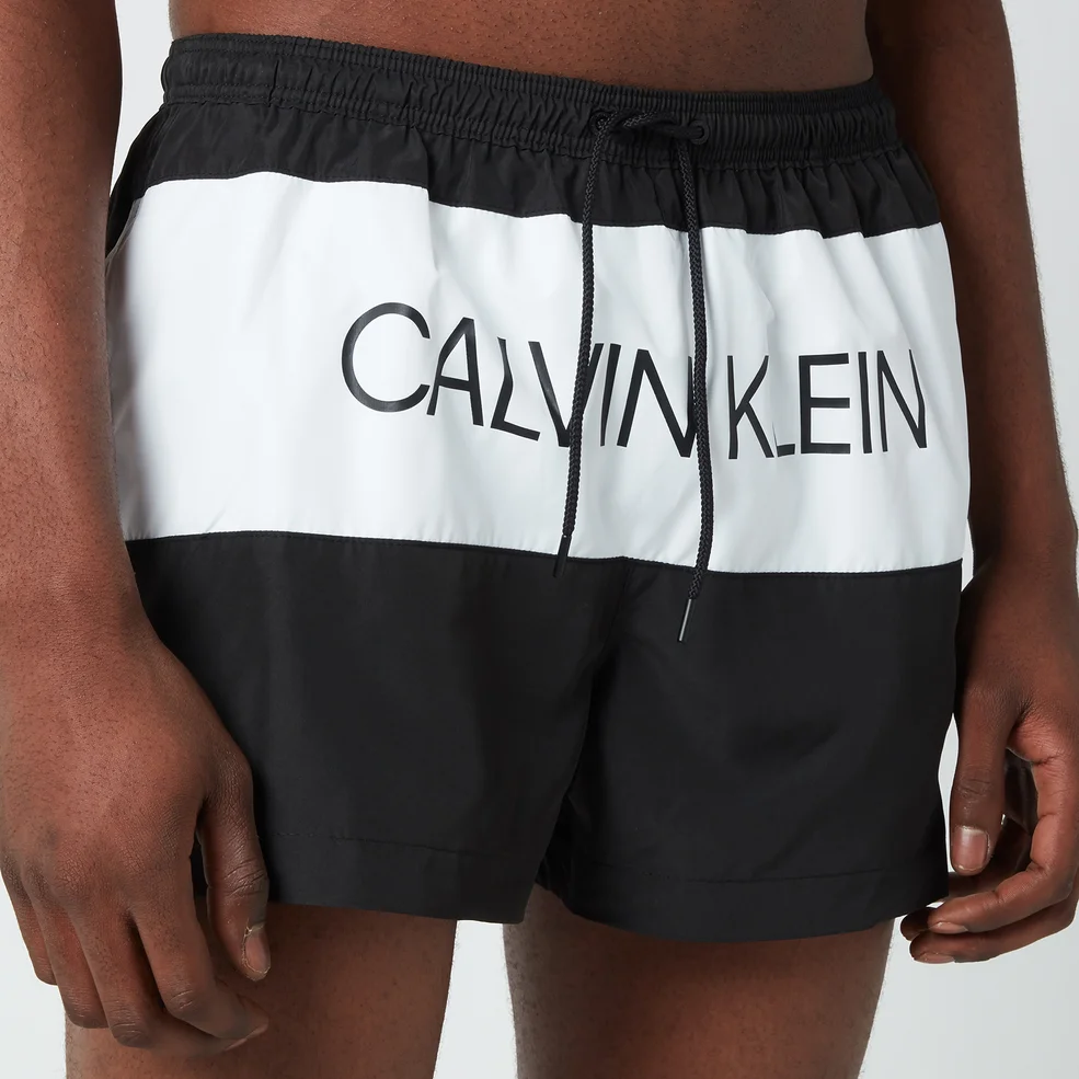 Calvin Klein Men's Big Logo Drawstring Swim Shorts - PVH Black Image 1