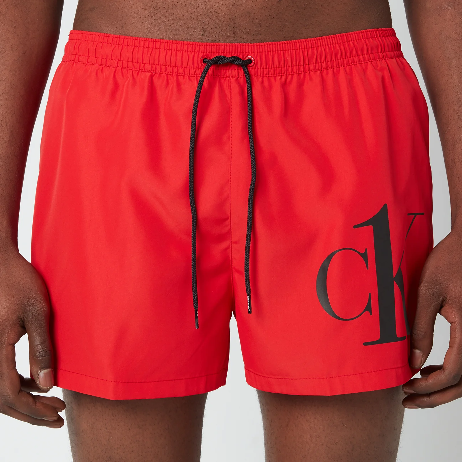 Calvin Klein Men's CK Logo Drawstring Swim Shorts - Fierce Red Image 1