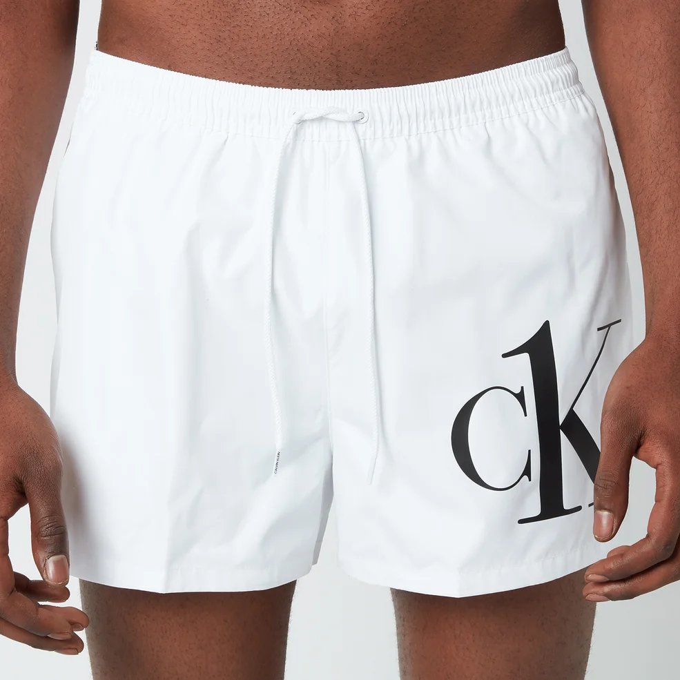 Calvin Klein Men's CK Logo Drawstring Swim Shorts - PVH Classic White Image 1