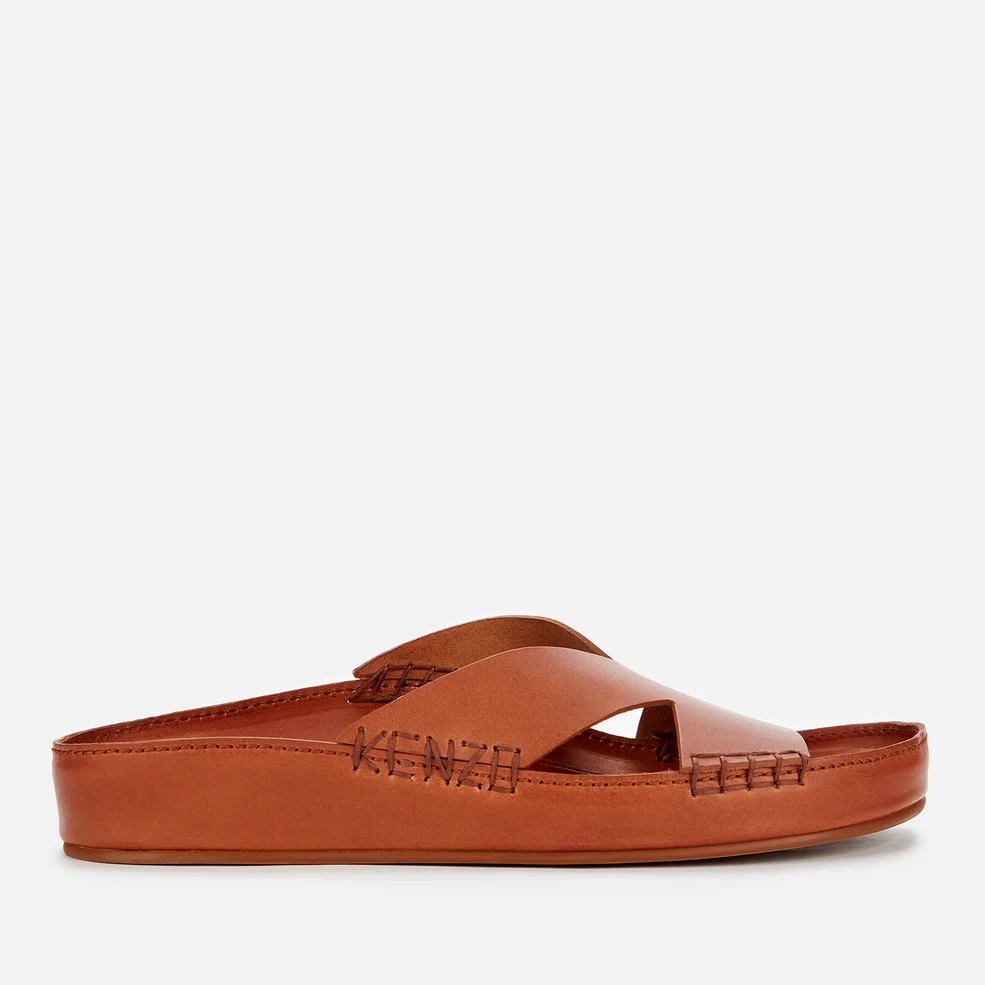 KENZO Men's Opanka Leather Mule Sandals - Dark Beige Image 1