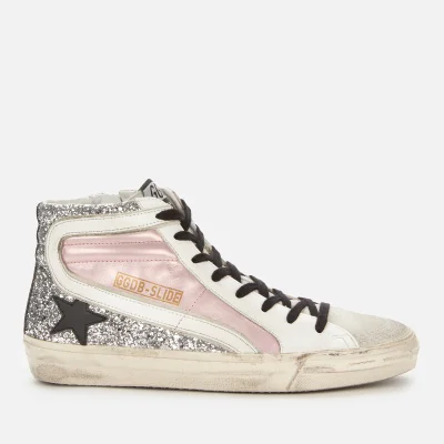 Golden Goose Women's Slide Leather Hi-Top Trainers - Salmon Pink/Silver/Ice