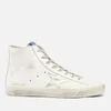 Golden Goose Francy Distressed Leather and Suede High-Top Trainers - Image 1