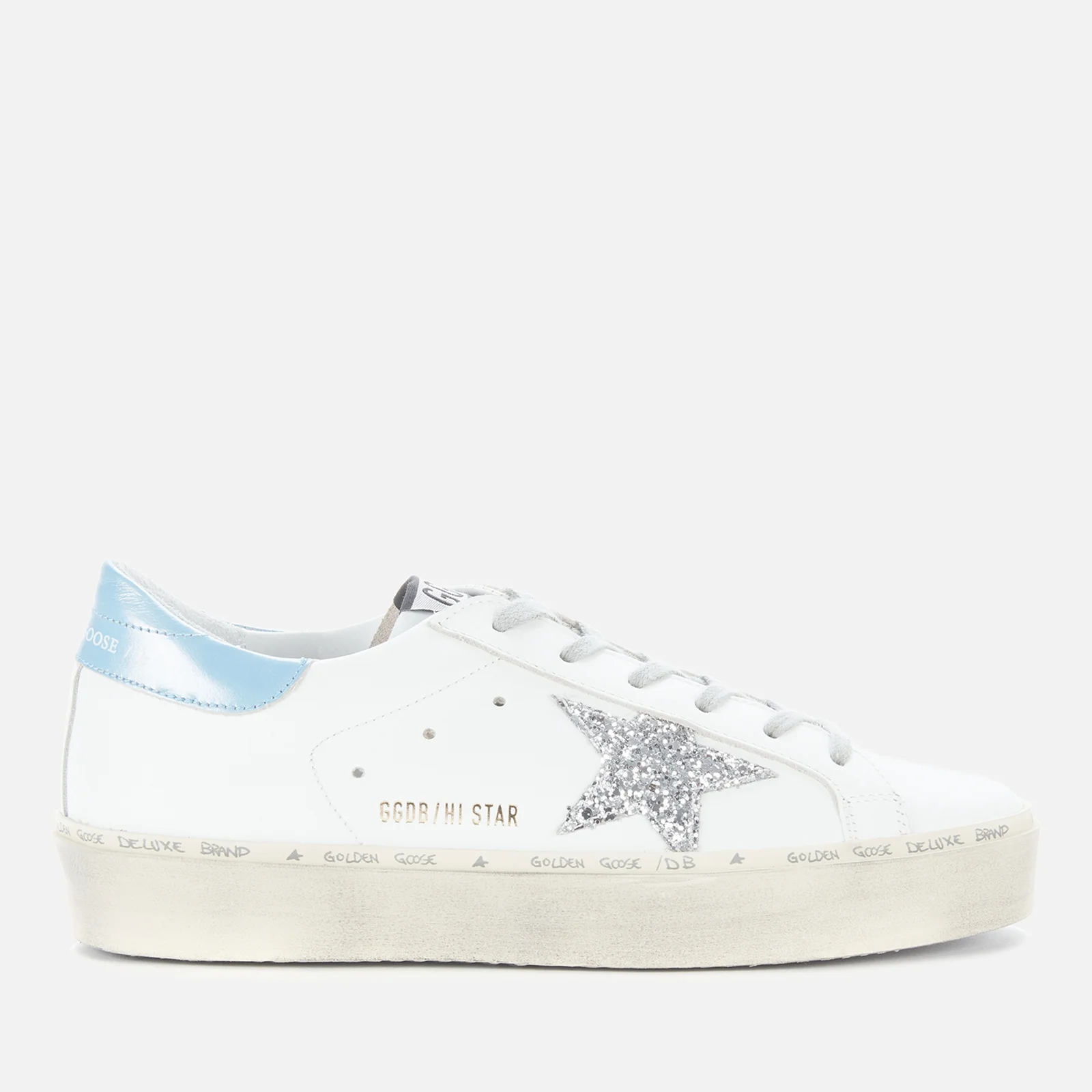 Golden Goose Women's Hi Star Leather Flatform Trainers - White/Silver/Sky Image 1
