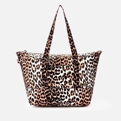 Ganni Women's Recycled Tech Fabric Tote Bag - Leopard