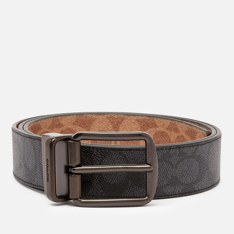 Coach Men's 38mm Cut-To-Size Harness Belt in Signature Canvas - Charcoal/Khaki Image 1
