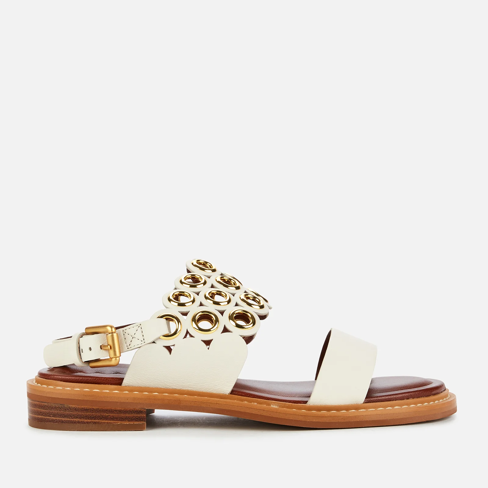 See By Chloé Women's Steffi Leather Flat Sandals - Cream Image 1