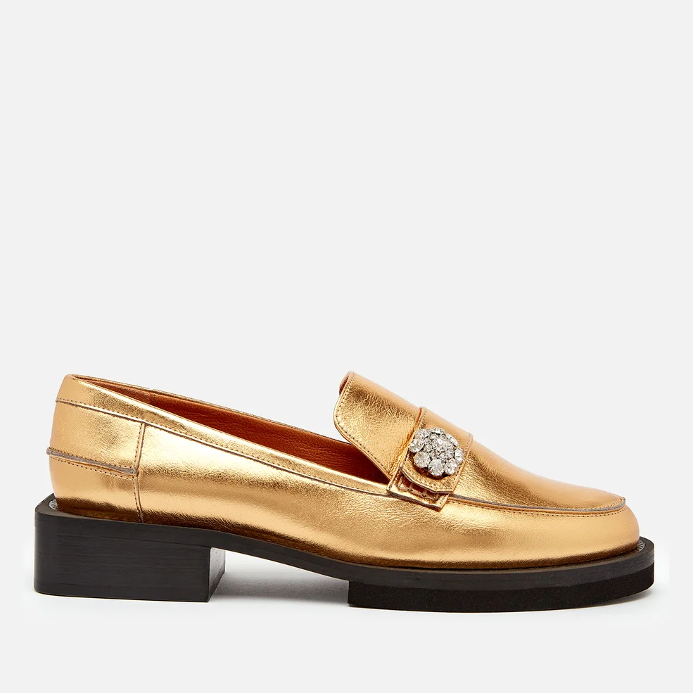 Ganni Women's Metallic Leather Loafers - Gold Image 1