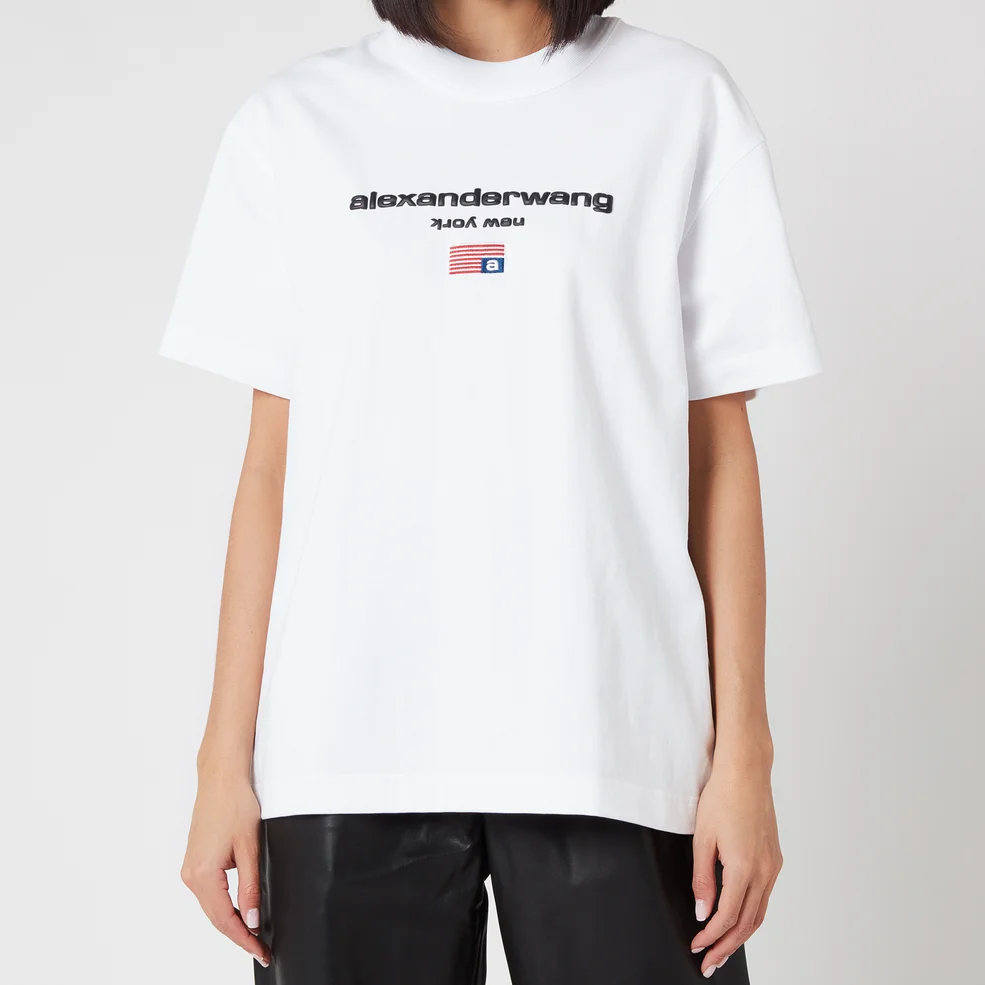Alexander Wang Women's Short Sleeve Logo Graphic T-Shirt - White Image 1