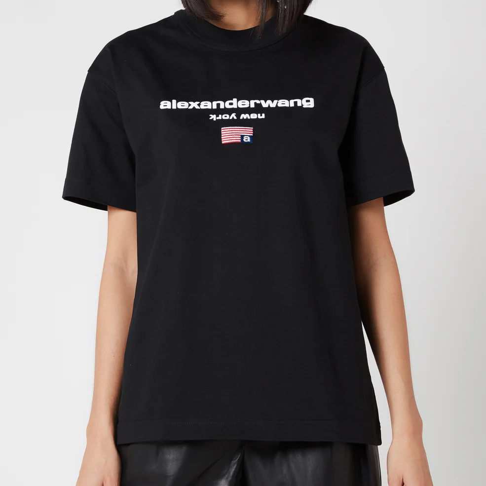 Alexander Wang Women's Short Sleeve Logo Graphic T-Shirt - Black Image 1