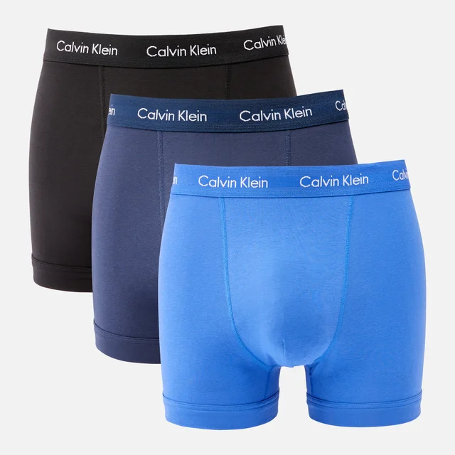 Calvin Klein Men's Cotton Stretch 3-Pack Trunks - Black/Blue/Blue