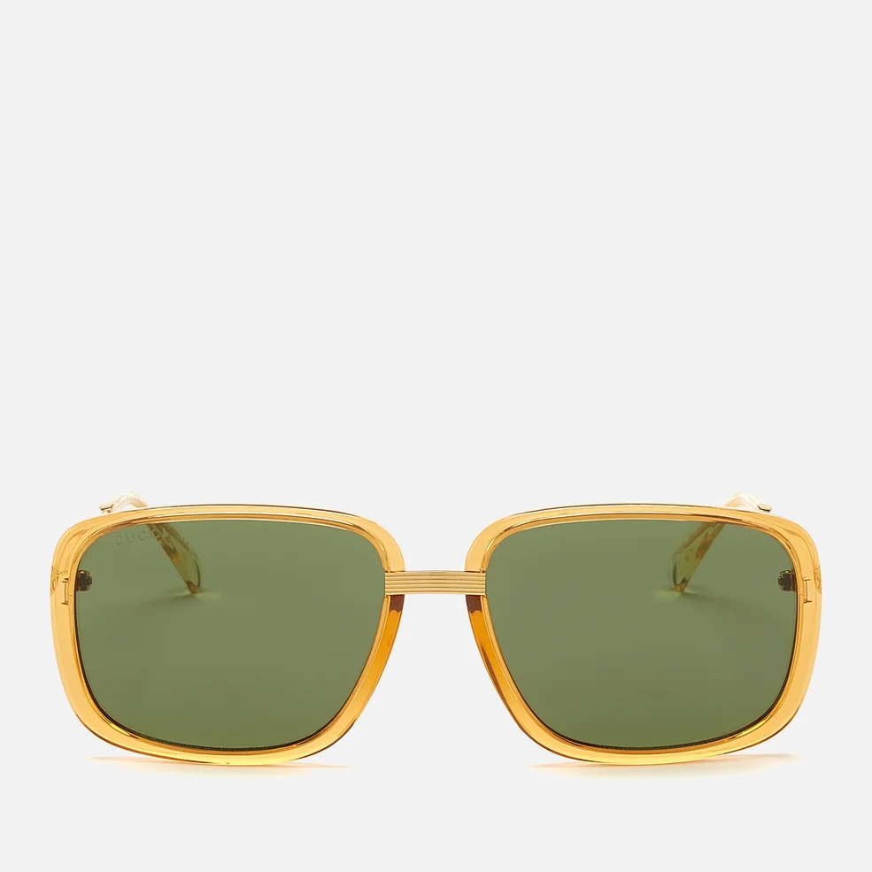 Gucci Men's Metal Frame Sunglasses - Shiny Yellow Gold/Transparent Amber Image 1