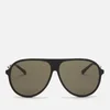 Gucci Men's Acetate Frame Sunglasses - Shiny Solid Black/Runthenium/Grey - Image 1