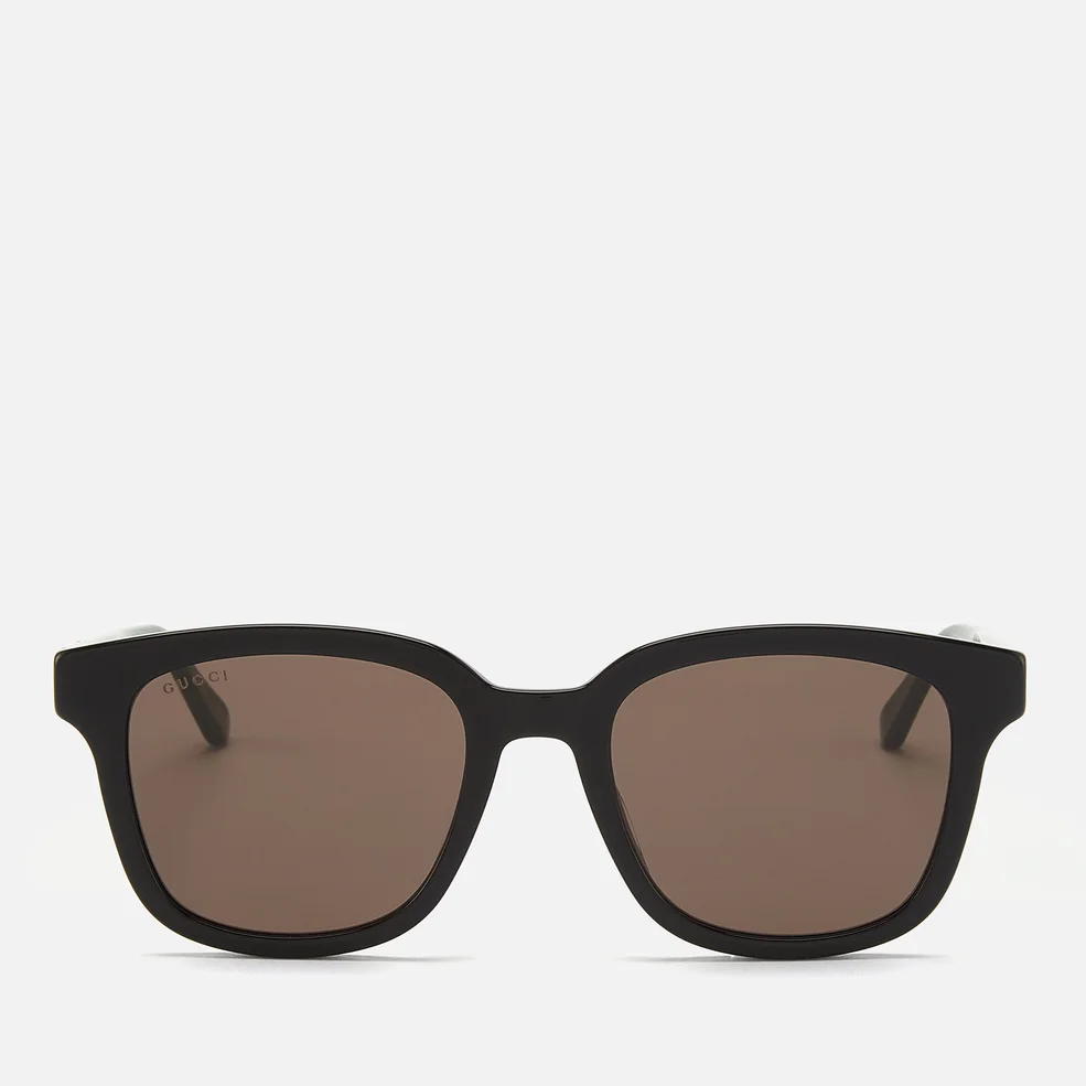 Gucci Men's Acetate Frame Sunglasses - Shiny Solid Black/Green Image 1