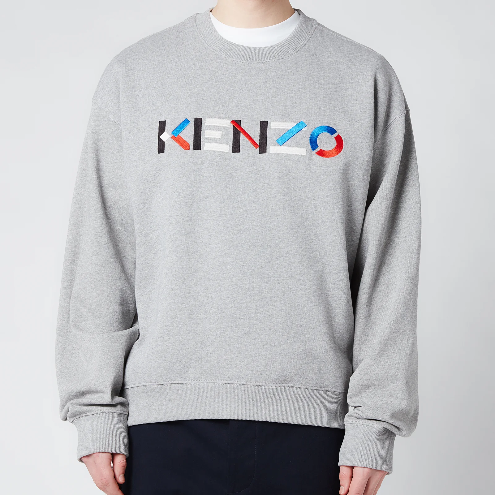 KENZO Men's Multicolour Logo Classic Sweatshirt - Pearl Grey Image 1