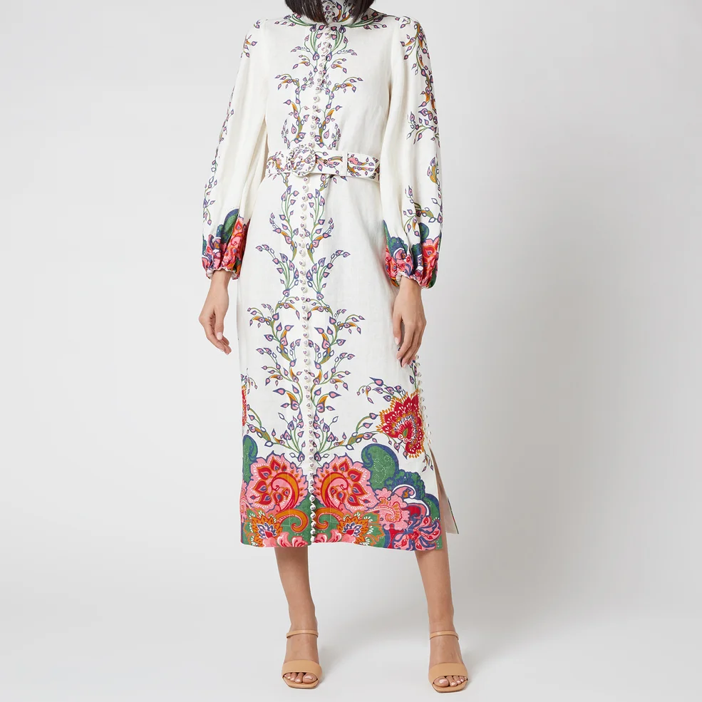Zimmermann Women's The Lovestruck Buttoned Midi Dress - Natural Paisley Floral Image 1