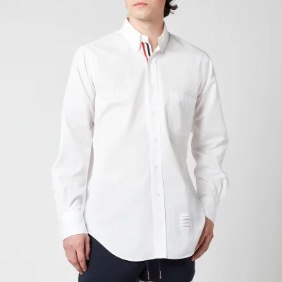 Thom Browne Men's Tricolour Placket Button Down Poplin Shirt - White