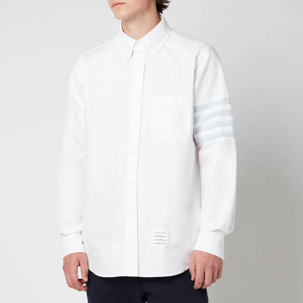 Thom Browne Men's Seamed Four-Bar Sleeve Straight Fit Button Down Shirt - White Image 1