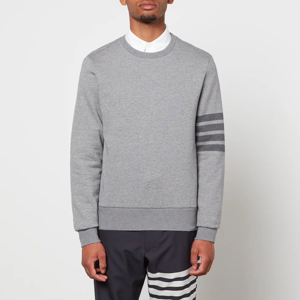 Thom Browne Men's Tonal 4-Bar Loopback Sweatshirt - Medium Grey Image 1