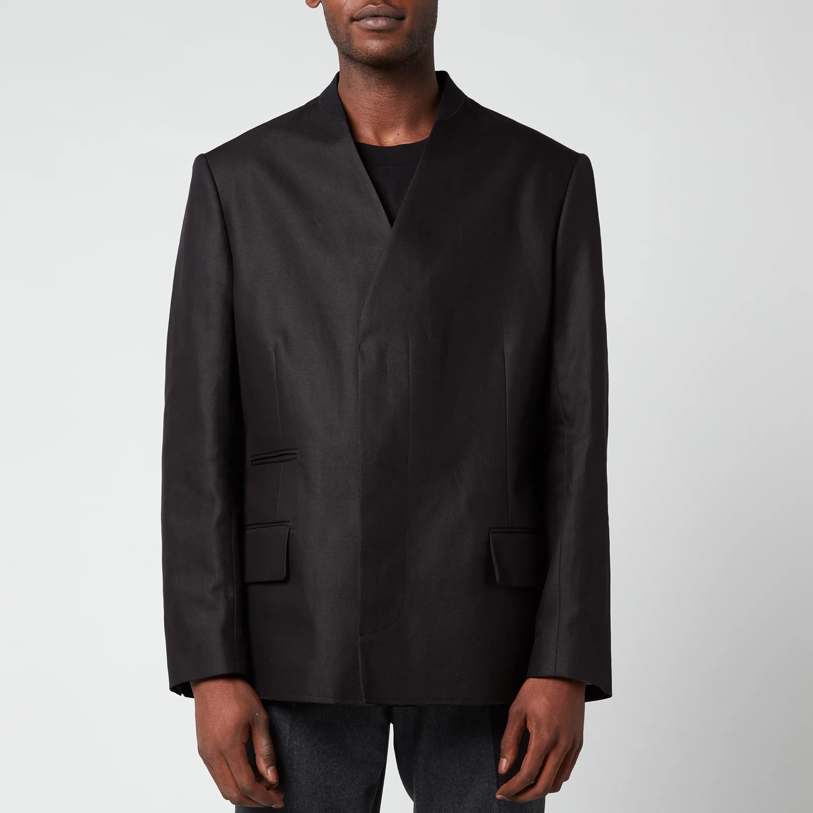 Maison Margiela Men's Cotton Linen Twill Collarless Jacket - Black Image 1