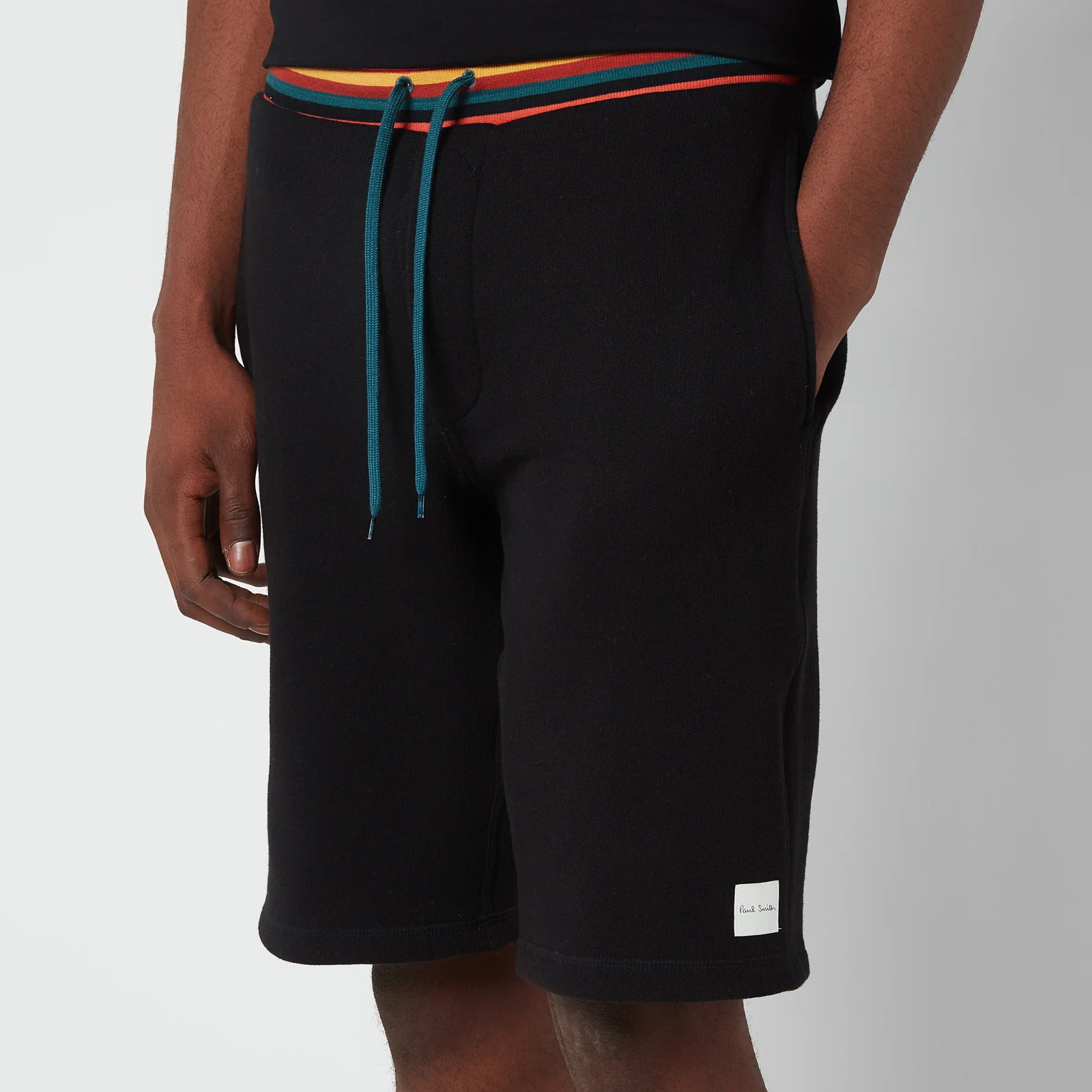 PS Paul Smith Men's Drawstring Stripe Rib Jersey Shorts - Black Image 1
