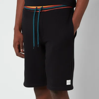 PS Paul Smith Men's Drawstring Stripe Rib Jersey Shorts - Black
