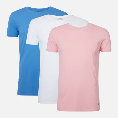 Polo Ralph Lauren Men's Cotton 3-Pack Crewneck T-Shirts - White/Bermuda Blue/Pink