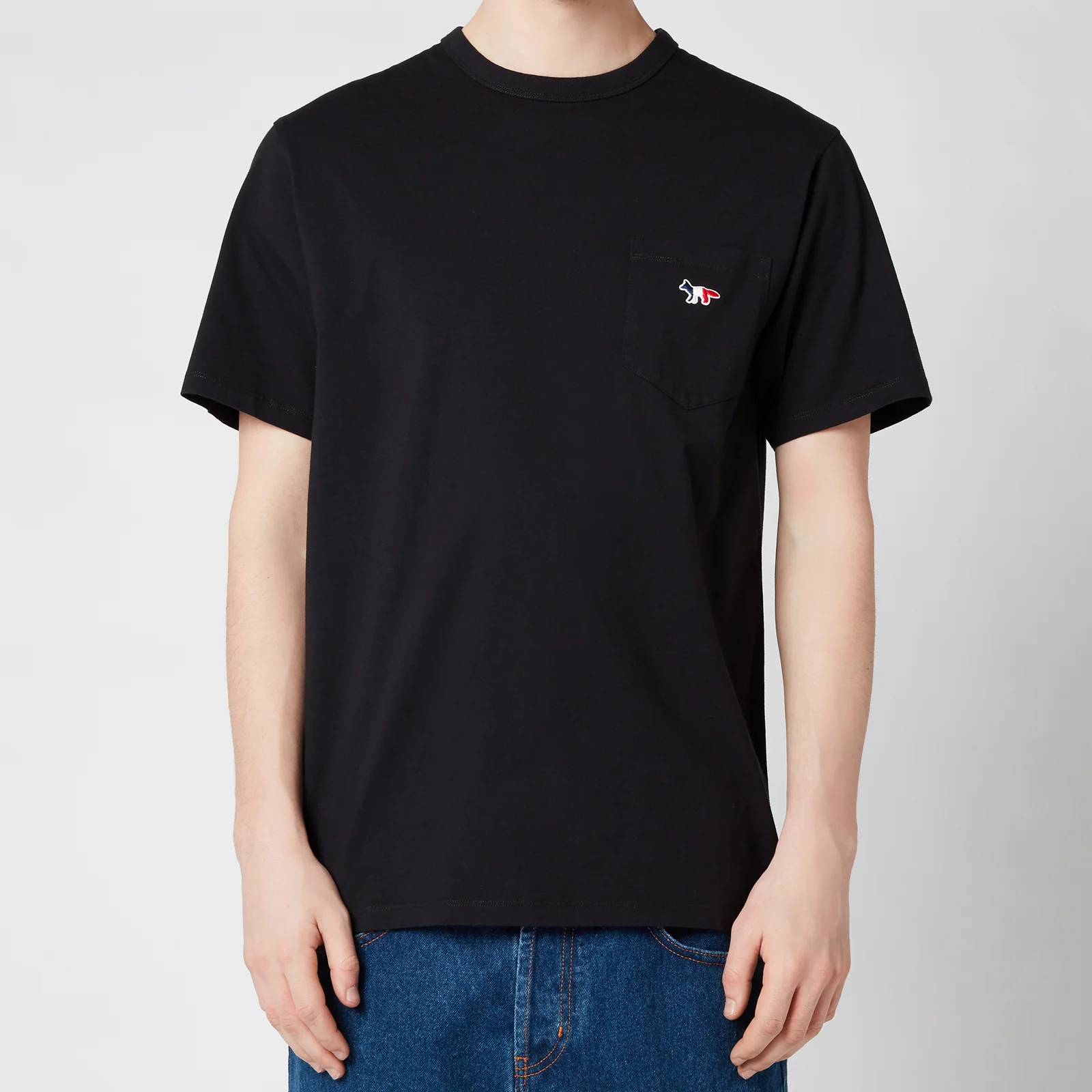 Maison Kitsuné Men's Tricolor Fox Patch Classic Pocket T-Shirt - Black Image 1