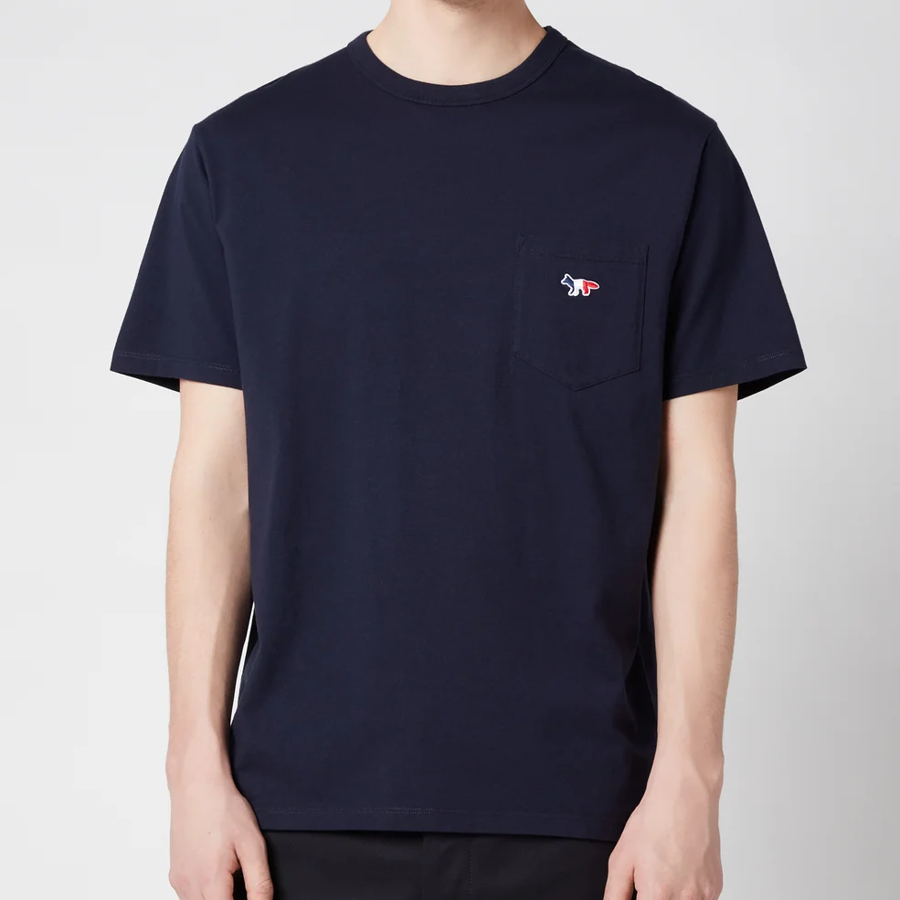 Maison Kitsuné Men's Tricolor Fox Patch Classic Pocket T-Shirt - Navy Image 1