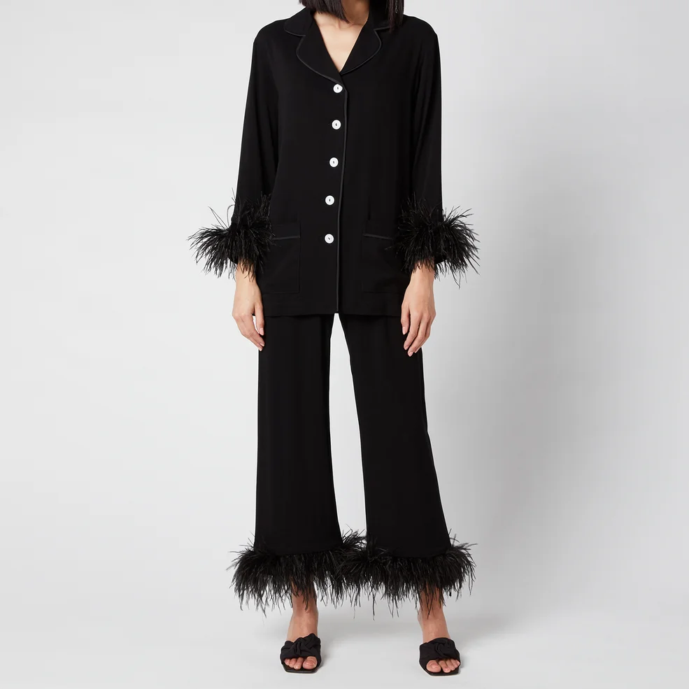 Sleeper Women's Party Pyjama Set with Double Feathers - Black Image 1