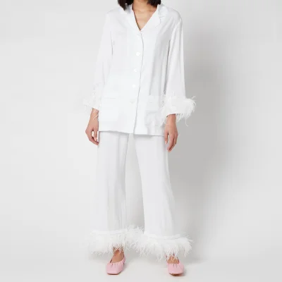 Sleeper Women's Party Pyjama Set with Double Feathers - White