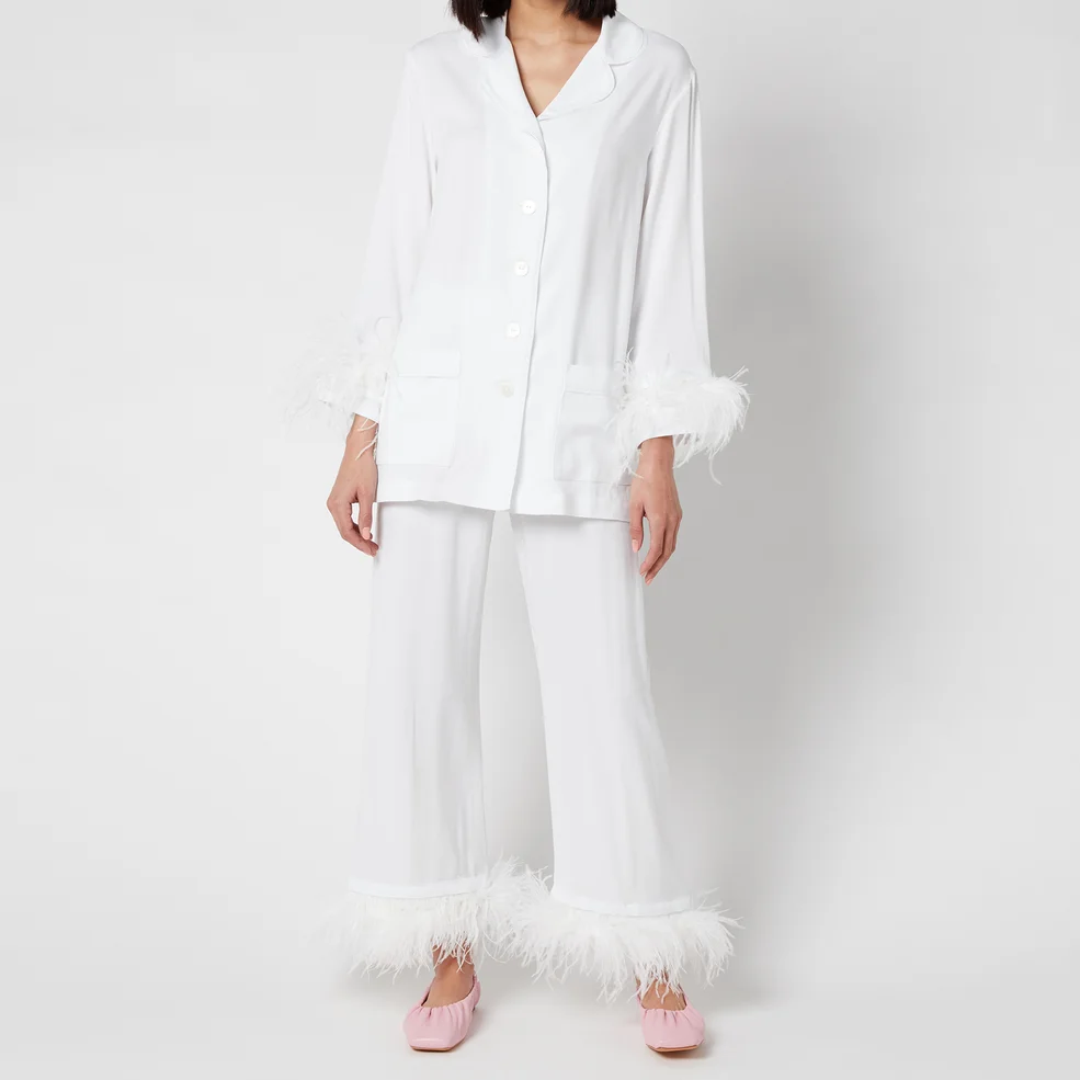 Sleeper Feather-Trimmed Crepe de Chine Pyjama Set Image 1