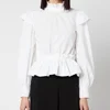 Ganni Women's Cotton Poplin High Neck Shirt - Bright White - Image 1