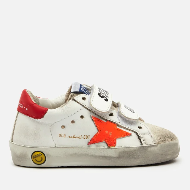 Golden Goose Toddlers' Old School Leather Trainers - White/Ice/Orange Fluo/Cherry Red