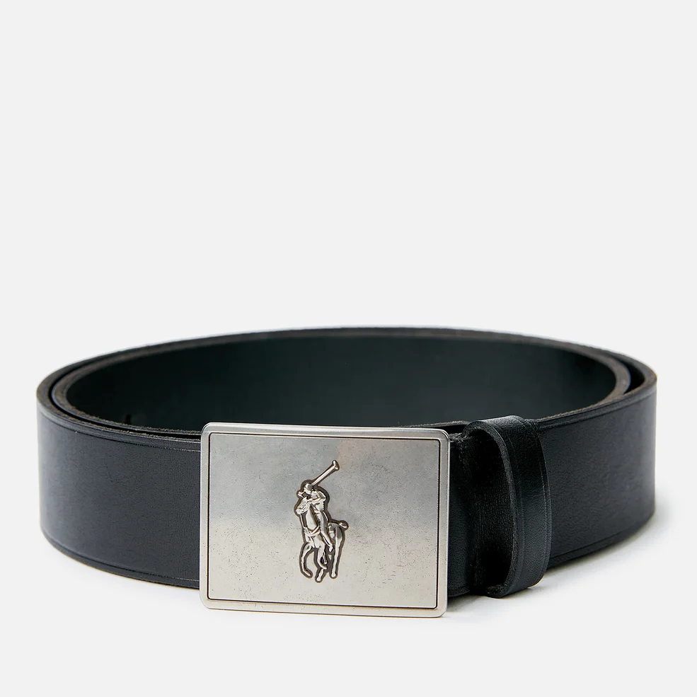 Polo Ralph Lauren Men's 36mm Plaque Vachetta Belt - Black - S/W32 Image 1